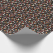 Brittany Spaniel met kerstcadeaus open haard Cadeaupapier (Hoek)