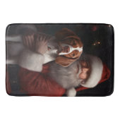 Brittany Spaniel met Kerstman Kerstmis Badmat (Voorkant)
