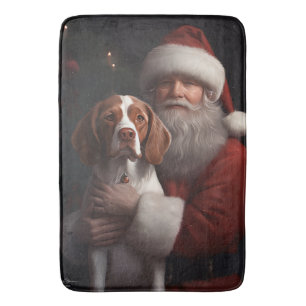 Brittany Spaniel met Kerstman Kerstmis Badmat