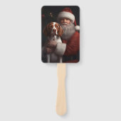 Brittany Spaniel met Kerstman Kerstmis Handwaaier (Voorkant)