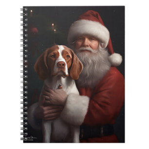 Brittany Spaniel met Kerstman Kerstmis Notitieboek