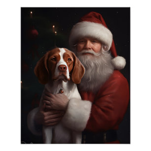 Brittany Spaniel met Kerstman Kerstmis Perfect Poster