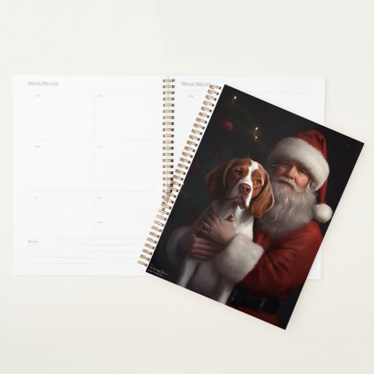 Brittany Spaniel met Kerstman Kerstmis Planner (Display)