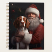 Brittany Spaniel met Kerstman Kerstmis Planner (Voorkant)