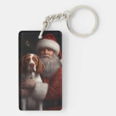 Brittany Spaniel met Kerstman Kerstmis Sleutelhanger (achterkant)