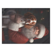 Brittany Spaniel met Kerstman Kerstmis Tafelkleed (Voorkant (Horizontaal))