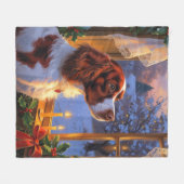 Brittany Spaniel met Kerstverlichting Vakantie Fleece Deken (Voorkant (Horizontaal))