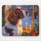 Brittany Spaniel met Kerstverlichting Vakantie  Muismat (Voorkant)