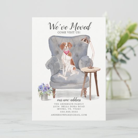 Brittany Spaniel Moving Announcement Aankondiging (Staand voorkant)