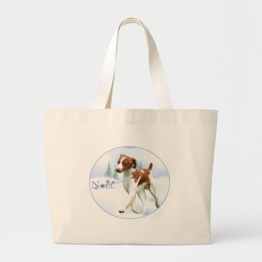 Brittany Spaniel Noel Grote Tote Bag (Voorkant)