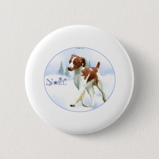 Brittany Spaniel Noel Ronde Button 5,7 Cm (Voorkant)