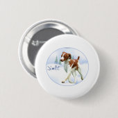 Brittany Spaniel Noel Ronde Button 5,7 Cm (Voorkant /achterkant)