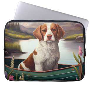 Brittany Spaniel op een peddel: Een landschappelij Laptop Sleeve