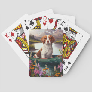 Brittany Spaniel op een peddel: Een landschappelij Pokerkaarten