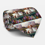 Brittany Spaniel op een peddel: Een landschappelij Stropdas (Opgerold)
