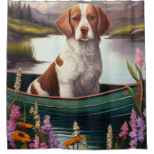 Brittany Spaniel op een peddel: Een Schilderachtig Douchegordijn (Voorkant)