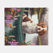 Brittany Spaniel op een peddel: Een Schilderachtig Fleece Deken (Voorkant (Horizontaal))