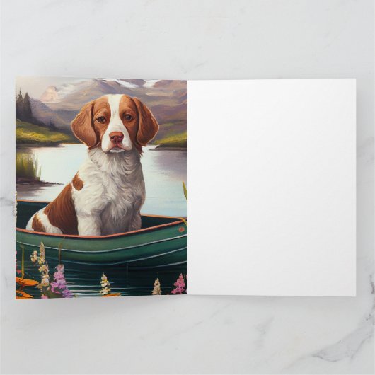 Brittany Spaniel op een peddel: Een Schilderachtig Kaart (Binnen)