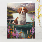 Brittany Spaniel op een peddel: Een Schilderachtig Kaart (Gele Bloem)
