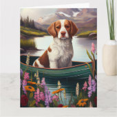 Brittany Spaniel op een peddel: Een Schilderachtig Kaart (Voorkant)