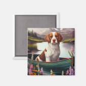Brittany Spaniel op een peddel: Een Schilderachtig Magneet (Voorkant / Achterkant)
