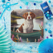 Brittany Spaniel op een peddel: Een Schilderachtig Papieren Bordje (Feest)