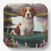 Brittany Spaniel op een peddel: Een Schilderachtig Papieren Bordje (Voorkant)
