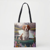 Brittany Spaniel op een peddel: Een Schilderachtig Tote Bag (Voorkant)