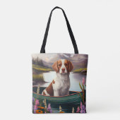 Brittany Spaniel op een peddel: Een Schilderachtig Tote Bag (Achterkant)