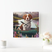 Brittany Spaniel op een peddel: Een Schilderachtig Vierkante Klok (Huis)