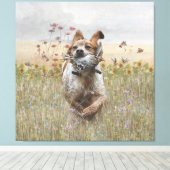 Brittany Spaniel op kwarteljacht , Kunst Canvas Afdruk (Insitu (Houten vloer))