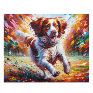 Brittany Spaniel: Oranje en Witte Epagneul Art Legpuzzel