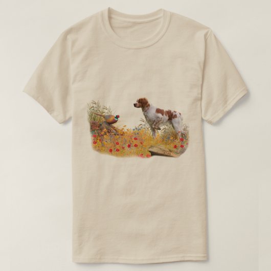 Brittany Spaniel, Passie voor Vogels T-shirt (Design voorkant)