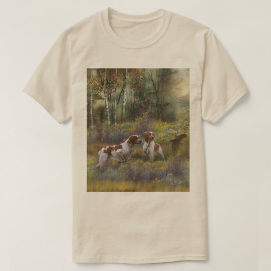 Brittany Spaniel, Passie voor Vogels T-shirt (Design voorkant)