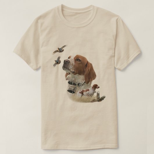 Brittany Spaniel, Passie voor Vogels T-shirt (Design voorkant)