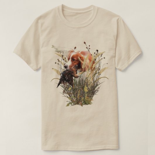Brittany Spaniel, Passie voor Vogels T-shirt (Design voorkant)