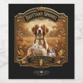 Brittany Spaniel, Passie voor Vogels Wijn Etiket (Enkel label)