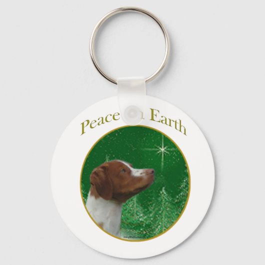 Brittany Spaniel Peace Sleutelhanger (Voorkant)