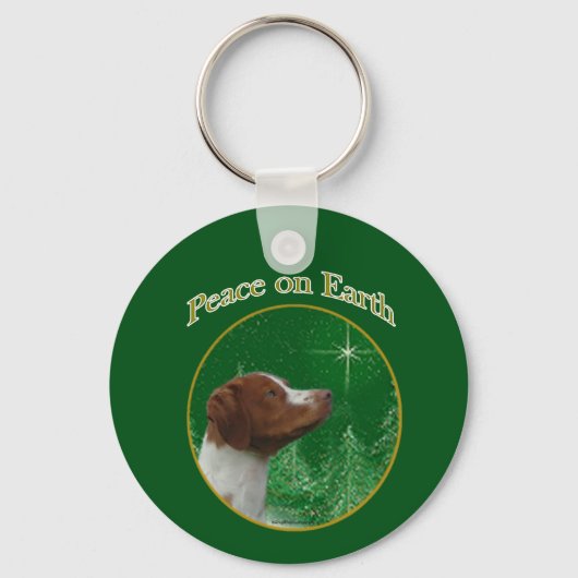 Brittany Spaniel Peace Sleutelhanger (Voorkant)