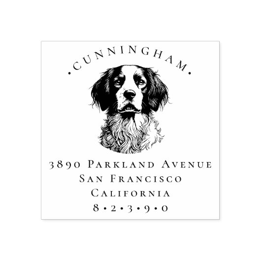 Brittany Spaniel Pet Dog Naam en Terugkeer Adres Rubberstempel (Afrduk)