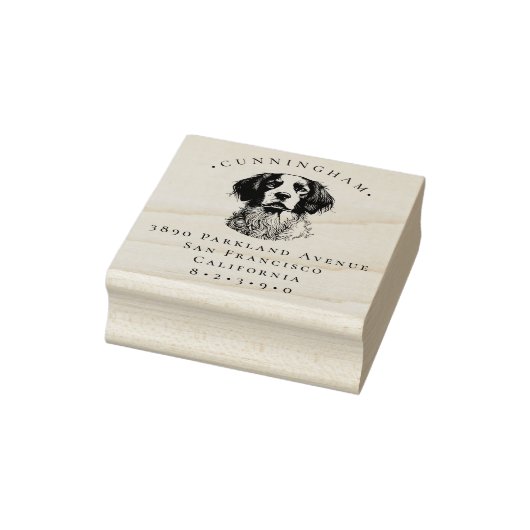 Brittany Spaniel Pet Dog Naam en Terugkeer Adres Rubberstempel (Stempel)