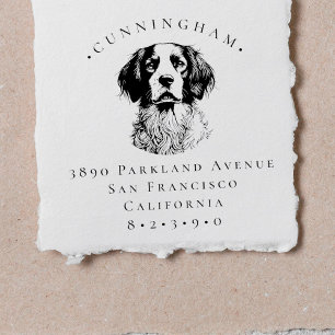Brittany Spaniel Pet Dog Naam en Terugkeer Adres Rubberstempel