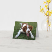 Brittany Spaniel Puppy Dog Blank Note Kaart (Gele Bloem)