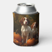 Brittany Spaniel Puppy Herfst Delight Pompoen Blikjeskoeler (Blikje Achterkant)