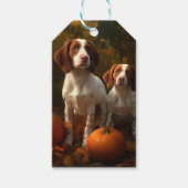 Brittany Spaniel Puppy Herfst Delight Pompoen Cadeaulabel (Voorkant)