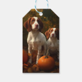 Brittany Spaniel Puppy Herfst Delight Pompoen Cadeaulabel (Achterkant)