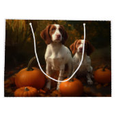Brittany Spaniel Puppy Herfst Delight Pompoen Groot Cadeauzakje (Achterkant)