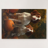Brittany Spaniel Puppy Herfst Delight Pompoen Legpuzzel (Horizontaal)