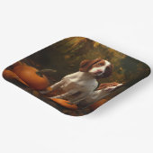 Brittany Spaniel Puppy Herfst Delight Pompoen Papieren Bordje (Gebogen)