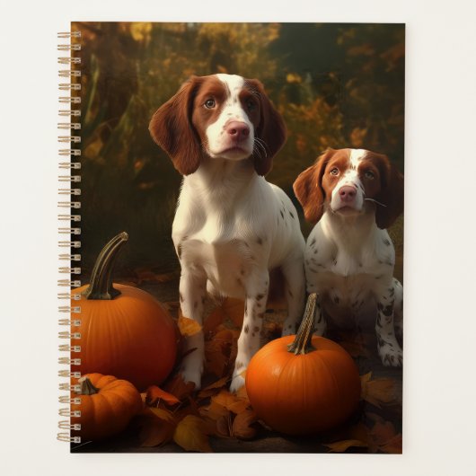 Brittany Spaniel Puppy Herfst Delight Pompoen Planner (Voorkant)
